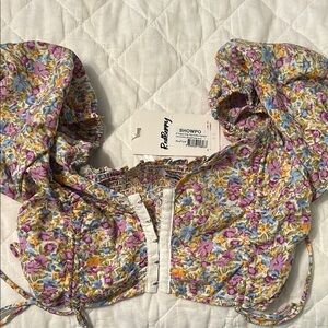 Floral Puff Sleeve Crop Top